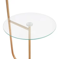 Trombone Contemporary/Glam Floor Lamp With Metal And Glass Shelf Gold (Includes LED Light Bulb) - LumiSource -Online Home Decoration GUEST 02d8f2db 4cb5 4f68 884b 0aa33fc91744