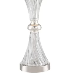 Regency Hill Luca Modern Table Lamps 25 1/2" High Set Of 2 Clear Glass With USB Charging Port Black Faux Silk Shade For Bedroom Living Room Home Desk -Online Home Decoration GUEST 03af01b0 d98a 4165 b877 9200bf5c3b8c