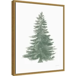 16" X 20" Floursack Holiday Tree By Danhui Nai Framed Canvas Wall Art - Amanti Art