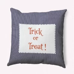 16"x16" Halloween Trick Or Treat Ticking Square Throw Pillow - E By Design -Online Home Decoration GUEST 075381df eb76 4185 b1aa b4dd5d163118