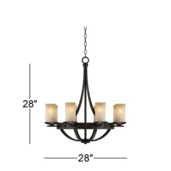 Franklin Iron Works Sperry Bronze Chandelier 28" Wide Rustic Farmhouse Cylinder Scavo Glass Shade 8-Light Fixture For Dining Room House Kitchen Island -Online Home Decoration GUEST 078b425d 9a82 46ae a0d8 8f18bd9872bc