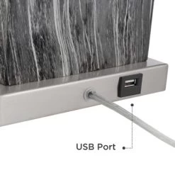 360 Lighting Connie Modern Table Lamps Set Of 2 25" High Black Faux Marble With USB Charging Ports White Rectangular Shade For Living Room House Desk -Online Home Decoration GUEST 09c8e827 37a6 4c3e 8b46 975d23a28f75