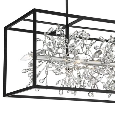 Possini Euro Design Carrine Black Silver Linear Pendant Chandelier 38 1/2" Wide Modern Clear Crystal 8-Light Fixture For Dining Room Kitchen Island 5 Possini Euro Design Carrine Black Silver Linear Pendant Chandelier 38 1/2" Wide Modern Clear Crystal 8-Light Fixture For Dining Room Kitchen Island - Image 3