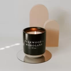 Sweet Water Decor Teakwood And Mahogany 12oz Black Stoneware Candle -Online Home Decoration GUEST 0b7dbba2 9077 466d 9e76 31c9cc994352