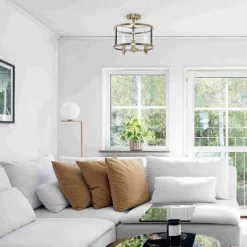 3-Light 13" Industrial Farmhouse Glass/Metallic Accented Semi-flushmount Ceiling Light - Lalia Home -Online Home Decoration GUEST 0c36c6a4 fa9a 462a a80b ba879ed8395b