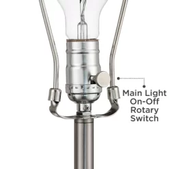 Possini Euro Design Wagner Modern Table Lamp 29 3/4" Tall Brushed Nickel With USB Charging Port And LED Gooseneck Lights White Shade For Living Room -Online Home Decoration GUEST 0c8b0d3a 6ee3 425d a9ee 36a22cf89e5f