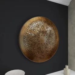 Metal Plate Wall Decor With Moroccan Pattern Gold - Olivia & May -Online Home Decoration GUEST 0e8799b1 b1e2 4e70 a824 7e0d288ed97a