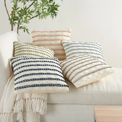 Life Styles Woven Lines And Dots Throw Pillow - Mina Victory 3 Life Styles Woven Lines And Dots Throw Pillow - Mina Victory