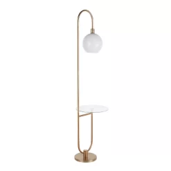 Trombone Contemporary/Glam Floor Lamp With Metal And Glass Shelf Gold (Includes LED Light Bulb) - LumiSource -Online Home Decoration GUEST 13309f88 1490 4452 8098 398b43979dcd