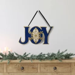 Northlight 16" Blue And Gold "JOY" Metal Christmas Wall Sign