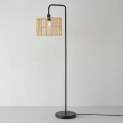58" Barden Matte Black Floor Lamp With Bamboo Shade - Globe Electric -Online Home Decoration GUEST 151f51bf e55e 4cfe aade 7c3292fec64f