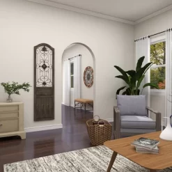 17" X 19" Wood Scroll Distressed Door Inspired Ornamental Wall Decor With Metal Wire Details Brown - Olivia & May -Online Home Decoration GUEST 15ef2259 d5a4 402f a3bb 4ecb9b9644bd