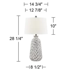 360 Lighting Carlton Modern Table Lamps 28 1/4" Tall Set Of 2 Gray Wash Off White Fabric Drum Shade For Bedroom Living Room Bedside Nightstand Office -Online Home Decoration GUEST 177388b1 59dd 49d0 91d2 332fdefda2f3