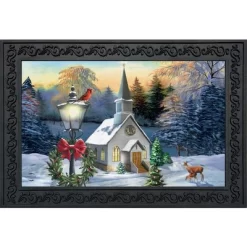 Briarwood Lane Come All Ye Faithful Winter Doormat Church Cardinal Indoor Outdoor 30" X 18"