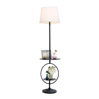 Bedside Nightstand End Table Dual Shelf Decorative Floor Lamp Black - Elegant Designs 8 Bedside Nightstand End Table Dual Shelf Decorative Floor Lamp Black - Elegant Designs - Image 6