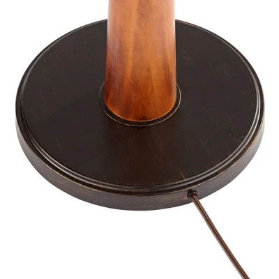 Franklin Iron Works Hunter Rustic Floor Lamp With Tray Table 64 3/4" Tall Faux Wood Bronze USB Charging Port Oatmeal Linen Drum Shade For Living Room 10 Franklin Iron Works Hunter Rustic Floor Lamp With Tray Table 64 3/4" Tall Faux Wood Bronze USB Charging Port Oatmeal Linen Drum Shade For Living Room - Image 8