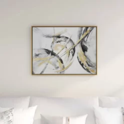 Contemporary Canvas Abstract Framed Wall Art With Gold Frame Gold - CosmoLiving By Cosmopolitan -Online Home Decoration GUEST 1bc2c702 dff9 4b56 bc54 06e3d3b74a12