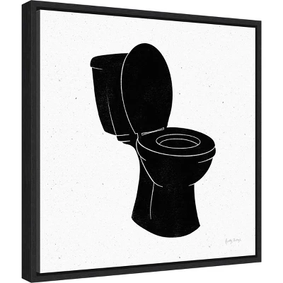 16" X 16" Bathroom Puns III No Words By Becky Thorns Framed Canvas Wall Art Black - Amanti Art 3 16" X 16" Bathroom Puns III No Words By Becky Thorns Framed Canvas Wall Art Black - Amanti Art