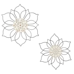 Set Of 2 Metal Floral Wall Decors Black - Olivia & May