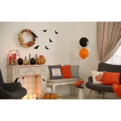16"x16" Halloween Trick Or Treat Ticking Square Throw Pillow - E By Design -Online Home Decoration GUEST 1e9cbf4c 3e73 4277 b9d1 89acbb941da7