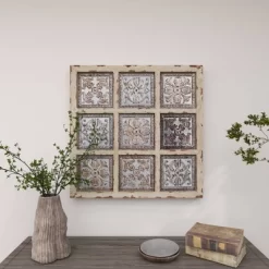 Metal Scroll Wall Decor With Embossed Details Beige - Olivia & May -Online Home Decoration GUEST 1ea66e30 362a 4b2b 8f94 38e8778e0015