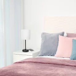 19.5" Bedside USB Port Feature Metal Table Desk Lamp Black With White Fabric Shade - Creekwood Home -Online Home Decoration GUEST 1f596741 4c2d 433d a2e1 ab1ef5f1dfbc