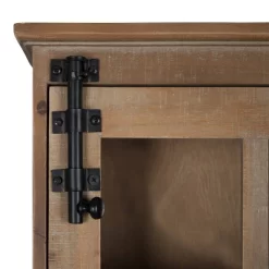 Hutchins Decorative Farmhouse Wood Wall Cabinet With Window Pane Glass Door Rustic Brown - Kate & Laurel All Things Decor -Online Home Decoration GUEST 1fa6e54e 29f5 4517 974b 32f0aa201a50