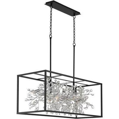 Possini Euro Design Carrine Black Silver Linear Pendant Chandelier 38 1/2" Wide Modern Clear Crystal 8-Light Fixture For Dining Room Kitchen Island 9 Possini Euro Design Carrine Black Silver Linear Pendant Chandelier 38 1/2" Wide Modern Clear Crystal 8-Light Fixture For Dining Room Kitchen Island - Image 7