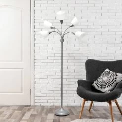 67" Contemporary Multi 5-Head Adjustable Gooseneck Floor Lamp With Shades White - Simple Designs -Online Home Decoration GUEST 2073ca83 1779 45ba b60a cc4ee83d56a2