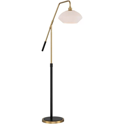 Possini Euro Design Modern Arc Floor Lamp 63 1/2" Tall Warm Gold Black Metal Milky White Glass Shade For Living Room Reading House 9 Possini Euro Design Modern Arc Floor Lamp 63 1/2" Tall Warm Gold Black Metal Milky White Glass Shade For Living Room Reading House - Image 7