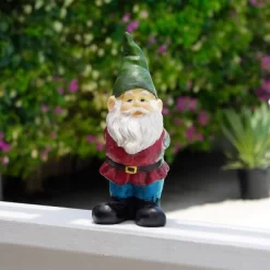 11" Polyresin Bearded Garden Gnome Statue With Hat Green - Alpine Corporation