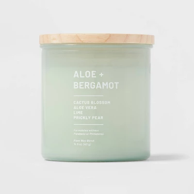 Glass Jar Aloe And Bergamot Candle Green - Threshold™ 6 Glass Jar Aloe And Bergamot Candle Green - Threshold™ - Image 4