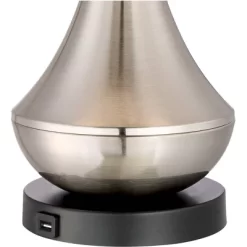 360 Lighting Simon Modern Table Lamps 25 1/2" High Set Of 2 Brushed Nickel With USB Charging Port And Table Top Dimmers White Fabric For Home Desk -Online Home Decoration GUEST 23092e0f b7cb 404e 84af f4cf81c3762c