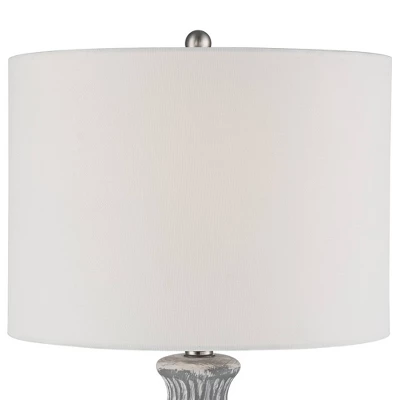 360 Lighting Modern Coastal Modern Table Lamp 26 1/4" High With USB Dimmer Whitewash Gray Ceramic White Drum Shade For Bedroom Living Room House Desk 5 360 Lighting Modern Coastal Modern Table Lamp 26 1/4" High With USB Dimmer Whitewash Gray Ceramic White Drum Shade For Bedroom Living Room House Desk - Image 3