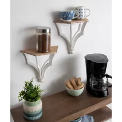 13" X 12" (Set Of 2) Corbett Rustic Wood Decorative Wall Shelf Set Brown/White - Kate & Laurel All Things Decor -Online Home Decoration GUEST 246d1cd5 bc0b 4431 ab05 d363c90cb118