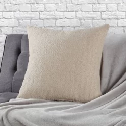 24"x24" Oversized Popcorn Square Throw Pillow Cover Linen White - Kensington Garden