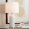 360 Lighting Modern Coastal Table Lamp 26" High White Ceramic Fabric Drum Shade For Bedroom Living Room Bedside Nightstand Office House Home Family -Online Home Decoration GUEST 2513c7a5 e2a1 4c26 a443 da7f9e3de21b