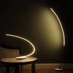 62.25" Modern Arc Metal Tube Floor Lamp (Includes LED Light Bulb) Silver - Ore International -Online Home Decoration GUEST 2691ec5e 0f05 4593 b8a7 27dae7e01209