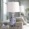 Barnes And Ivy Table Lamps 28" Tall Set Of 2 Porcelain Blue Floral Jar Geneva White Drum Shade For Living Room Family Bedroom Bedside -Online Home Decoration GUEST 26d2a192 dca2 43a6 8b50 81f9ac243fb6