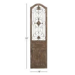 17" X 19" Wood Scroll Distressed Door Inspired Ornamental Wall Decor With Metal Wire Details Brown - Olivia & May -Online Home Decoration GUEST 26d8fe36 f895 4d79 a2a0 ebee32c933f6