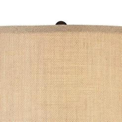 360 Lighting Heather Modern Table Lamps Set Of 2 With Square Risers 27 1/4" Tall Dark Iron USB Charging Port Burlap Drum Shade For Bedroom Living Room