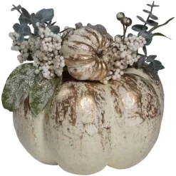 Northlight 9" White And Gold Pumpkins Fall Harvest Arrangement -Online Home Decoration GUEST 279038b7 a020 42a8 bf3f c5531f3da83d