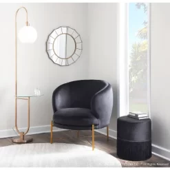 Trombone Contemporary/Glam Floor Lamp With Metal And Glass Shelf Gold (Includes LED Light Bulb) - LumiSource -Online Home Decoration GUEST 27c5f535 3c3c 4dc2 b7c8 0551631d5520