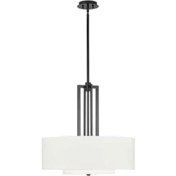 Possini Euro Design Sundry Semi Gloss Black Drum Pendant Chandelier 24" Wide Modern Double Shade 4-Light Fixture For Dining Room Foyer Kitchen Island -Online Home Decoration GUEST 27e81486 f3db 4192 b64a d18fef770ca4