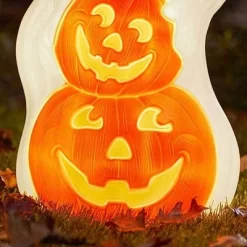 Union Products 56480 60-Watt Light Up Ghost And Pumpkin Halloween Outdoor Garden Statue Decoration Made From Blow-Molded Plastic, White/Orange -Online Home Decoration GUEST 27f70d9c aa51 40d8 9e4d 42eac6b1ba13