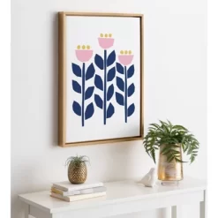 18" X 24" Sylvie Nordic Flowers Framed Canvas Wall Art By Myriam Van Neste Gold - Kate And Laurel -Online Home Decoration GUEST 2964e3cb 64f6 4893 b4cf 887435e726ae