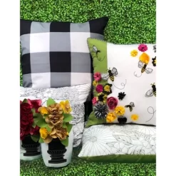 18" X 18" Fine Line Embroidered Floral Decorative Patio Throw Pillow - Edie@Home -Online Home Decoration GUEST 2efe19ff b841 493a a790 3b1db462ecb8