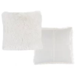 18” Plush Pillows – Set Of 2 Luxury Square Accent Pillow Inserts And Shag Glam Covers – For Bedroom Or Living Room By Lavish Home (White) -Online Home Decoration GUEST 2f0e78b7 f933 4815 a1e0 dfa81467ba71