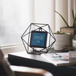 Northlight 8" Contemporary Hexagonal 4" X 4" Photo Picture Frame - Black