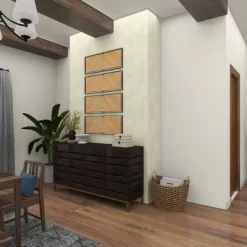 Wood Geometric Linear Carved Wall Decor With Black Frame Set Of 2 Brown - Olivia & May -Online Home Decoration GUEST 33fa9fd2 5643 424e 9147 463cced32408